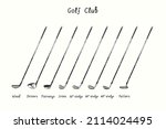 golf club types. wood  drivers  ... | Shutterstock .eps vector #2114024495