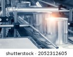 Industrial machine used in canning production. A close-up view.
