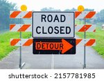 Road Closed Detour Sign In...