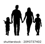 suluet family four persons... | Shutterstock .eps vector #2093737402