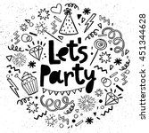 hand drawn  doodle  party set.... | Shutterstock .eps vector #451344628