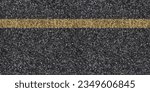 Small photo of Seamless asphalt texture with unbroken yellow line at the side denoting road boundary and ongoing work, grunge tarmac surface with continuous yellow stripe, road maintenance concept, top view