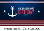 U.S. Coast Guard Birthday August 4 background vector illustration