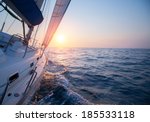 Sail Boat In An Open Sea At...