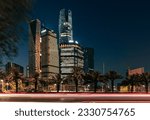 Small photo of Riyadh, Saudi Arabia, Jul-12-2023, the KAFD buildings in blue hour.