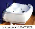 luxury bathroom ceramic whirlpool and tiled floors and slippers