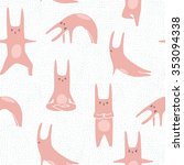 hand drawn cartoon rabbits... | Shutterstock .eps vector #353094338