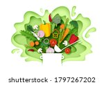 fresh vegetables falling into... | Shutterstock .eps vector #1797267202