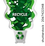 trash can with plastic garbage... | Shutterstock .eps vector #2067422348
