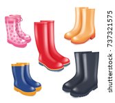 Colored Rubber Boots Vector...