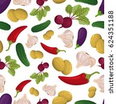 vegetables seamless pattern | Shutterstock .eps vector #624351188
