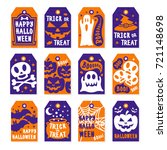 happy halloween tags set color... | Shutterstock .eps vector #721148698