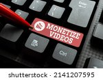 Small photo of Conceptual display Monetize Videos. Business concept process of earning money from your uploaded YouTube videos Typing Product Title And Descriptions, Entering Important Data Codes