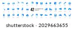 a set of blue vector icons of... | Shutterstock .eps vector #2029663655