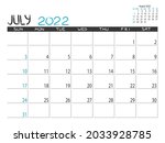calendar 2022 year. july 2022... | Shutterstock .eps vector #2033928785