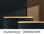 abstract 3d black  gold round... | Shutterstock .eps vector #2003824358