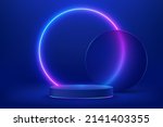 abstract shiny blue cylinder... | Shutterstock .eps vector #2141403355
