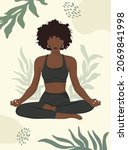 yoga. healthy lifestyle.african ... | Shutterstock .eps vector #2069841998