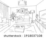 living room graphic black white ... | Shutterstock .eps vector #1918037108