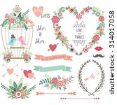wedding floral  love bird... | Shutterstock .eps vector #314017058