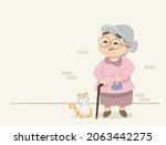 Happy Granny With Her Cat....