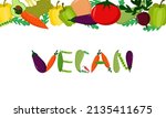 go vegan phrase. letters drawn... | Shutterstock .eps vector #2135411675