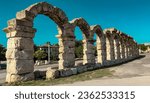 Small photo of Aqueducts of the Roman period in the city of Nigde.Remains of Ancient Roman Aqueduct in Tyana Ancient City at location Kemerhisar, Nigde, Turkey.