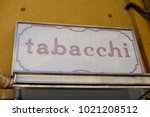 Small photo of Rome, Italy - August 15, 2017: Signage of Tabacchi, Italian for Tobacconist. Also called a tobacco shop, a tobacconist's shop or a smoke shop, it is a retailer of tobacco products