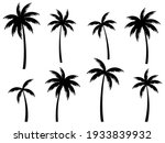 Black Palm Trees Set Isolated...