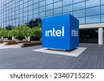 Small photo of Intel sign at its headquarters in Santa Clara, California, USA - June 10, 2023. Intel Corporation is an American multinational corporation and technology company.