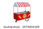 Hot dog cart isolated on white background.3D rendering.