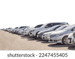 Lot of used car for sales in stock isolated