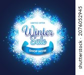 blue winter sale with sparkling ... | Shutterstock .eps vector #2076052945