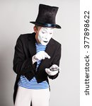 mime with smartphone. concept... | Shutterstock . vector #377898622