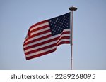 American flag blowing slightly in the wind.