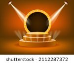 stage podium with rays of... | Shutterstock .eps vector #2112287372