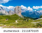 Central Dolomites. Monuments of nature. Arvelau, Nuvolau and five towers. Cortina d'Ampezzo.