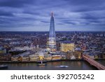 Panoramic skyline view of London with Shard skyscraper at magic hour - England, UK
