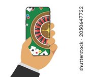 smart phone in hand with casino ... | Shutterstock .eps vector #2050647722