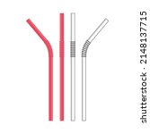 set of straws for beverage... | Shutterstock .eps vector #2148137715
