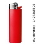 Red cigarette lighter  isolated ...