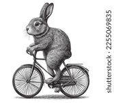 rabbit cycling bicycle vintage...