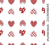 hearts with pattern on white... | Shutterstock .eps vector #2114048645