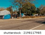 A Street In La With Unhoused...