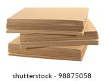 Stack Of Corrugated Boards Isolated On White Background