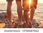 Legs On Beach. Foot Spa. A...