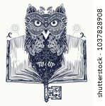 Owl And Open Book Tattoo And T...