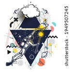 astronaut in universe. space... | Shutterstock .eps vector #1949507245