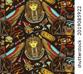 ancient egypt seamless pattern. ... | Shutterstock .eps vector #2019085922