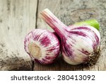 Fresh Organic Garlic Bulbs On...